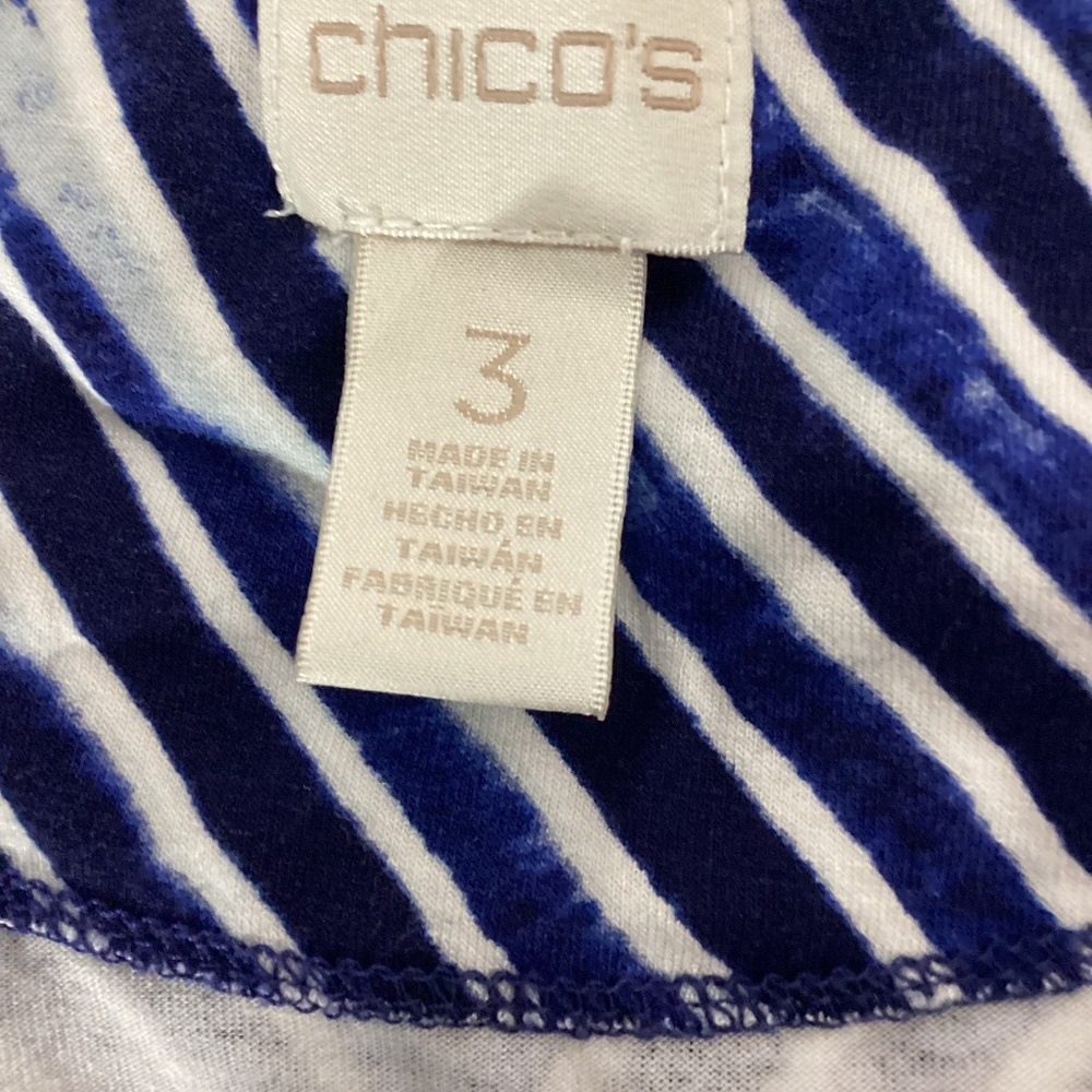 CHICO'S SIZE 3 (XL) JERSEY KNIT KIMONO TOP BLUE GEOMETRIC PRINT - Picture 10 of 10